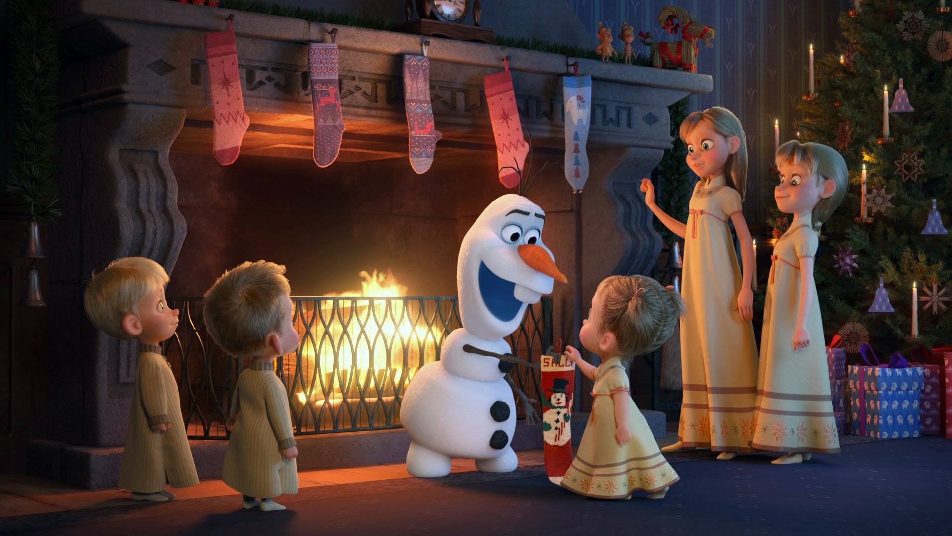 OLAF'S FROZEN ADVENTURE, Olaf (centre, voice: Josh Gad), 2017.  Walt Disney Studios Motion Pictures/courtesy Everett Collection