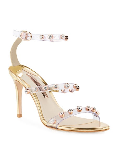 Sophia Webster Rosalind Gem-Stud Mid-Heel See-Through Vinyl & Leather Sandals