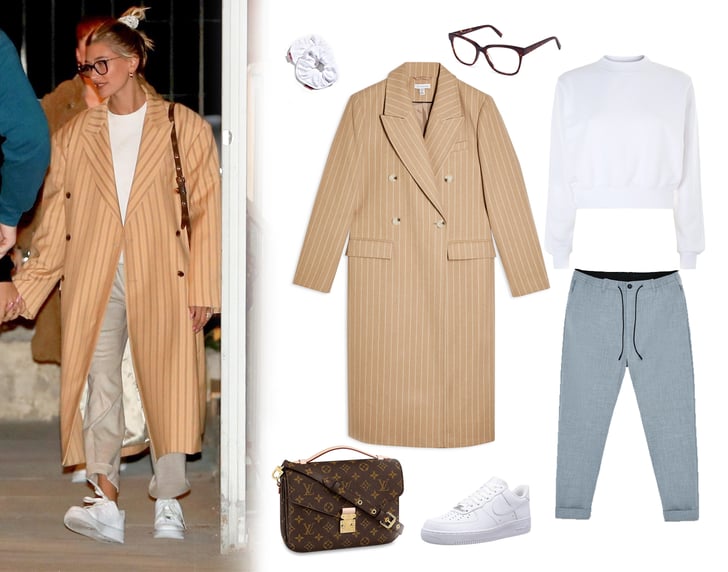 Hailey Baldwin's Oversized Striped Coat With Justin Bieber