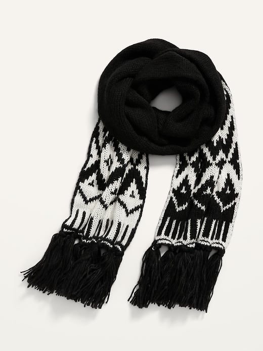 Fringed Sweater-Knit Scarf for Women