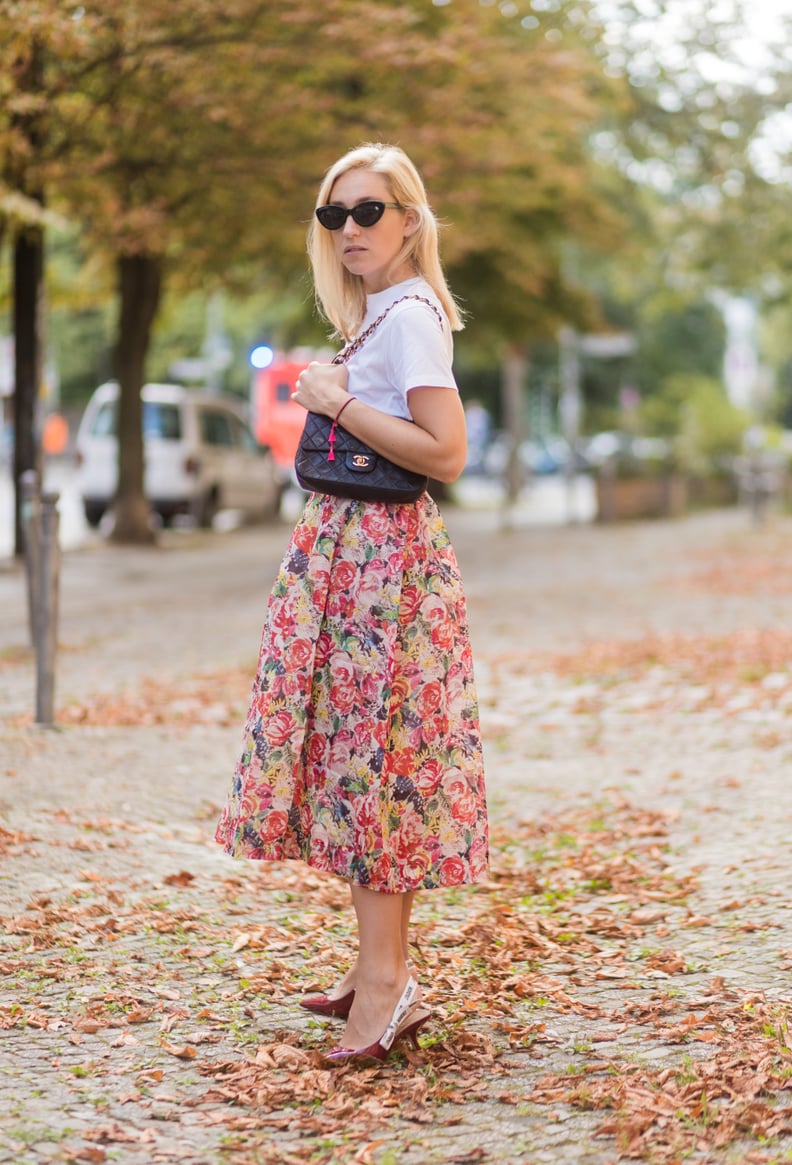 Style Them With a Floral Skirt and a White Tee