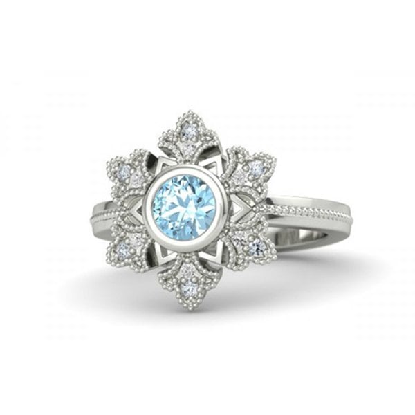 Aquamarine Snowflake Ring