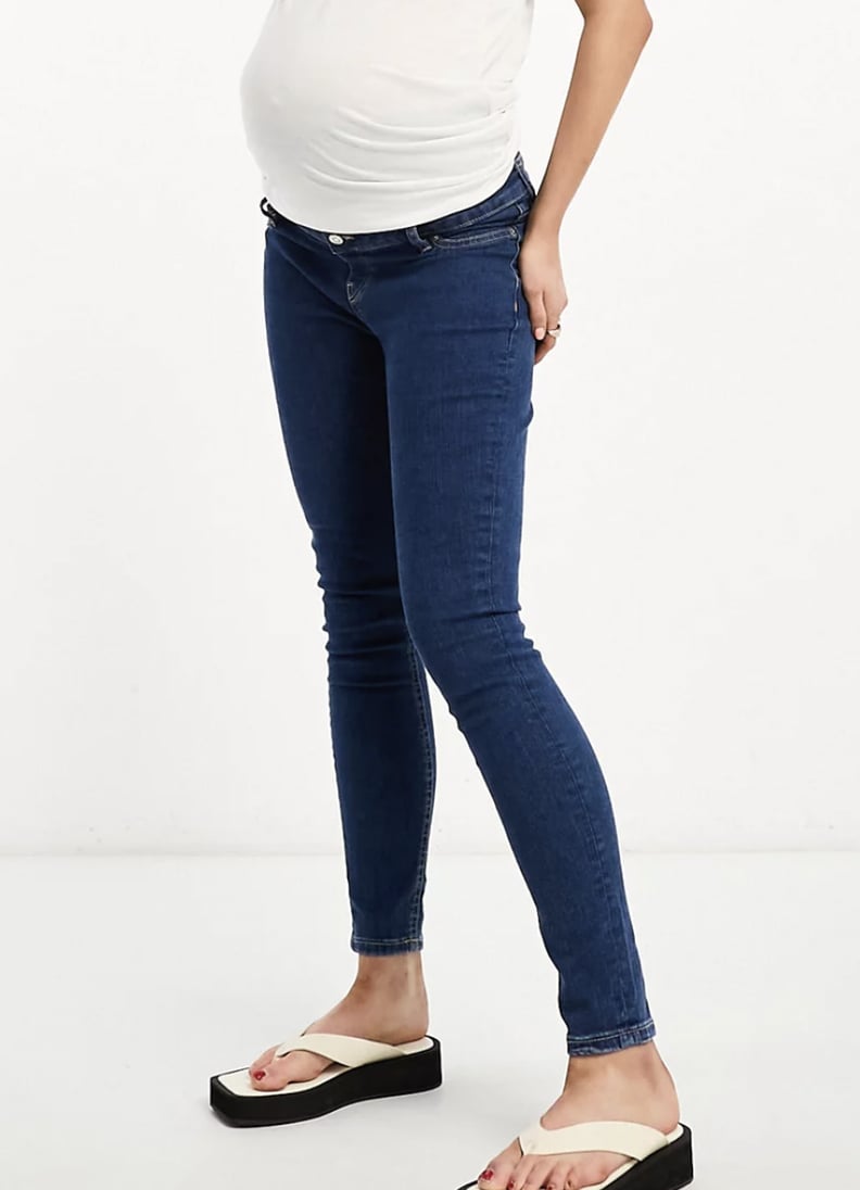 WOMENS MID WAISTED SKINNY JEANS LADIES JEGGINGS 8 10 12 14 BLUE DENIM  SKINNY FI