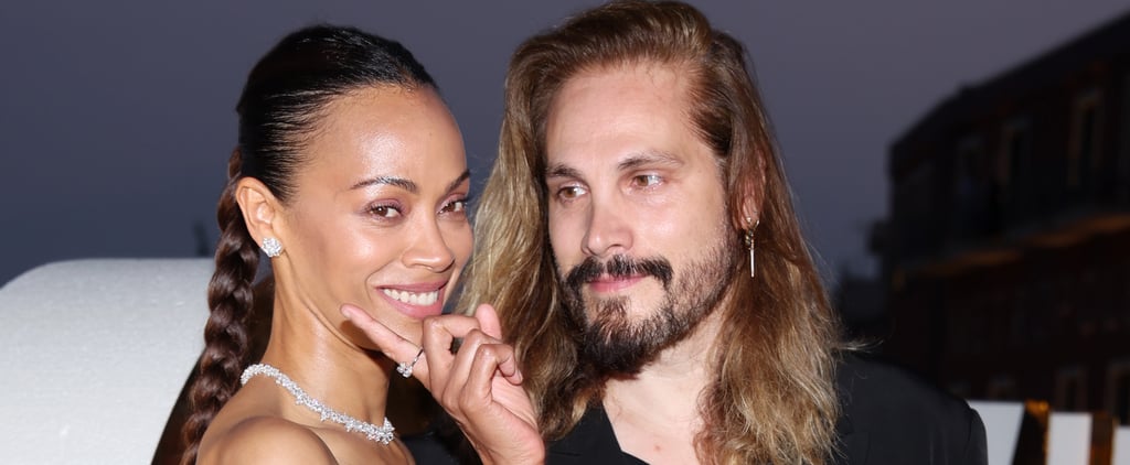 Zoe Saldaña and Marco Perego Kiss at Taormina Film Festival