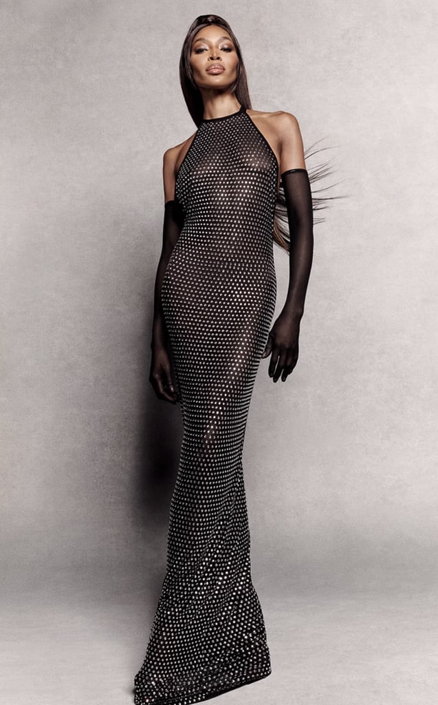 PrettyLittleThing x Naomi Campbell Embellished Mesh Maxi Dress ($125)