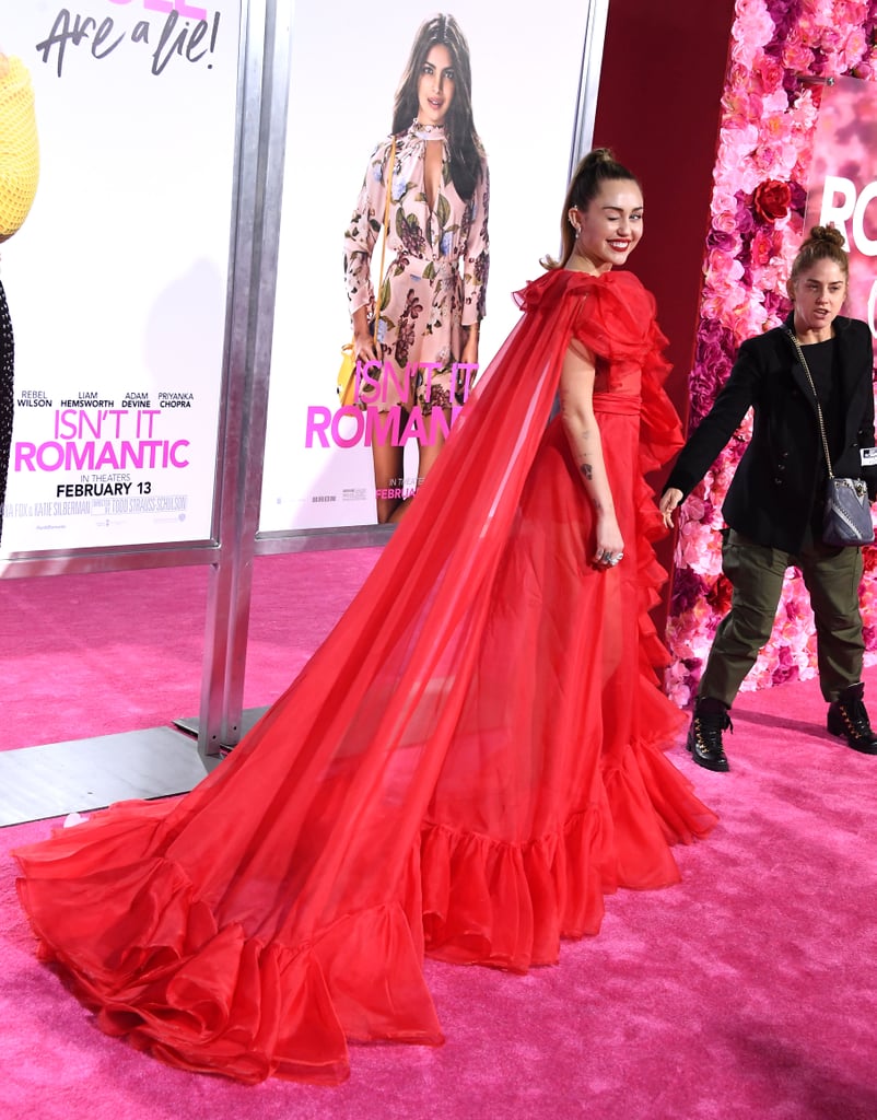 Miley Cyrus's Red Dress at Isn't It Romantic Premiere | POPSUGAR