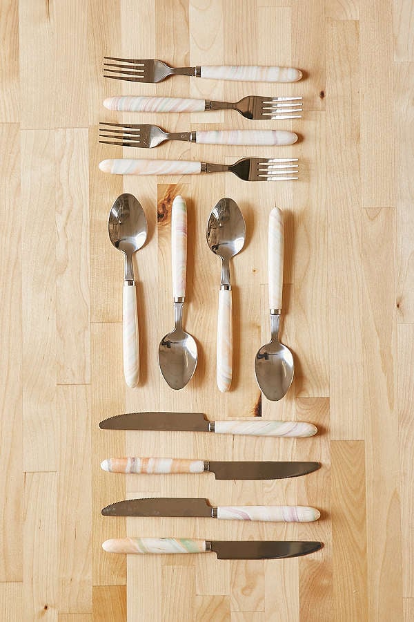 12-Piece Marble Swirl Flatware Set