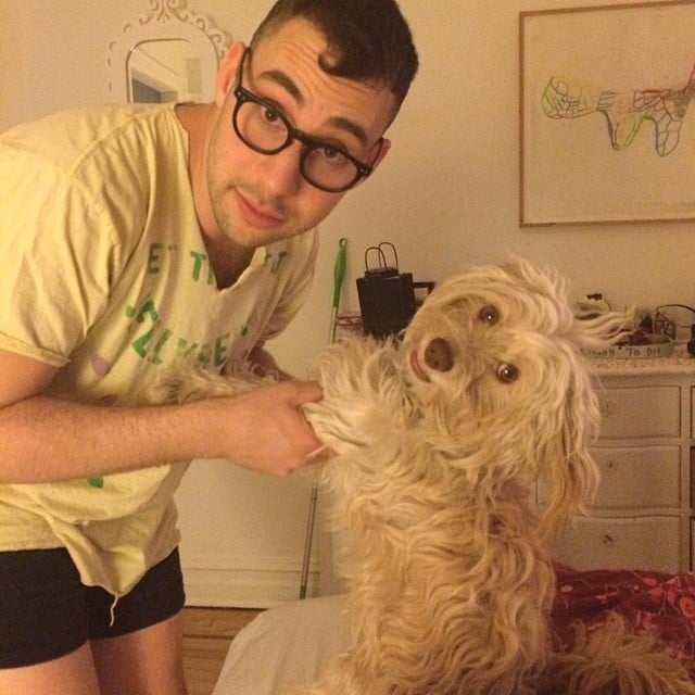 Lena Dunham posted a sweet photo of her boyfriend, Jack Antonoff, and her dog, Lamby, holding hands — well, hands and paws.
Source: Instagram user lenadunham