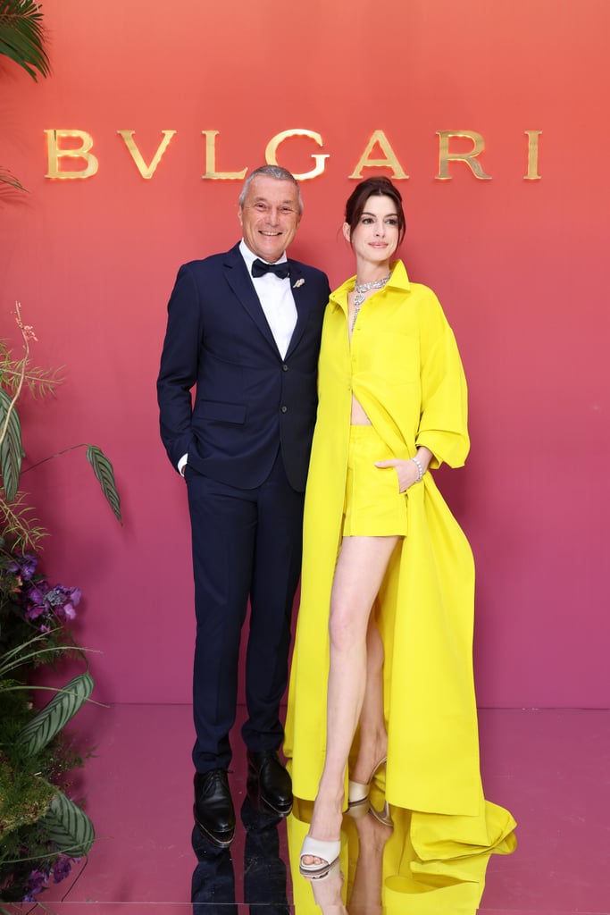 Anne Hathaway's Yellow Valentino Outfit at the Bulgari Show