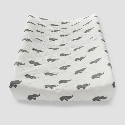 Gray Elephants Changing Pad Cover