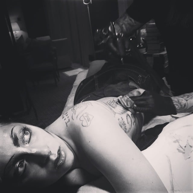 Lady Gaga snapped photos while getting her latest tattoo.
Source: Instagram user ladygaga