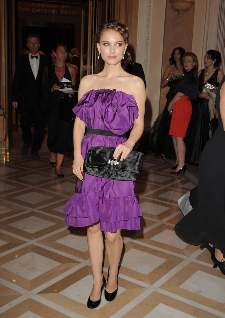 Natalie Portman in a Purple Ruffled Dress at the 2008 Cannes Film Festival