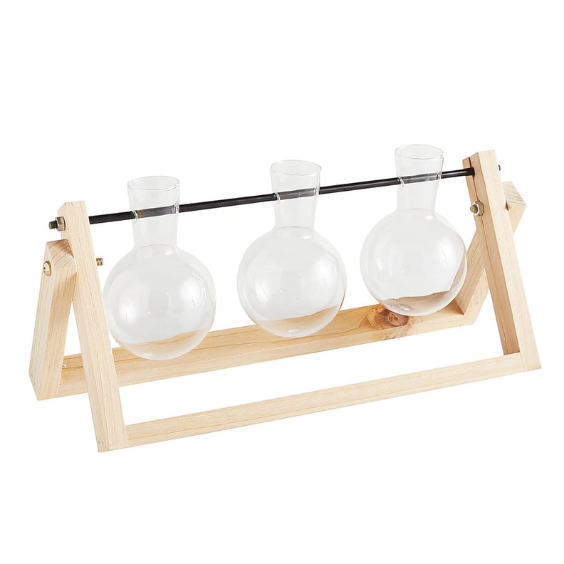 Petite Glass Bulb Vases in Wooden Frame