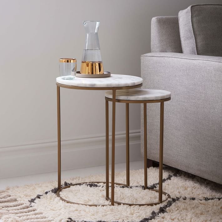 Marble Round Nesting Side Table Set