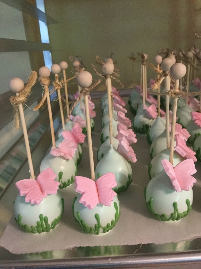 Garden Theme Cake Pops With Grass Decoration and Edible Butterfly