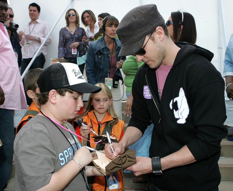 When he gave a boy his autograph.