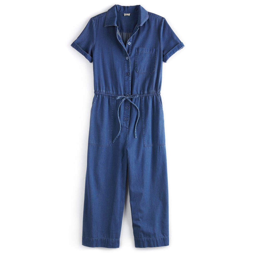 POPSUGAR Cropped Wide-Leg Denim Jumpsuit