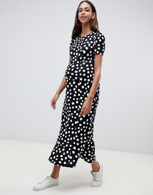 ASOS Design Maternity Maxi Tea Dress in Polka Dot