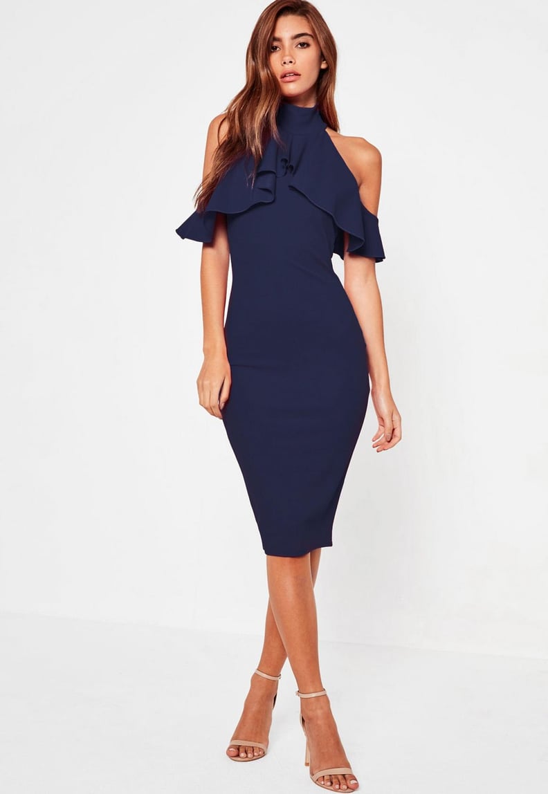 Missguided Cold Shoulder Midi Dres