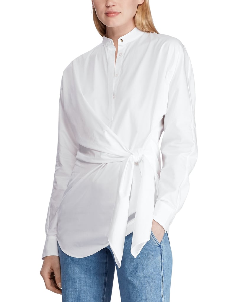 Lauren Ralph Lauren Tie-Waist Long-Sleeve Cotton Shirt