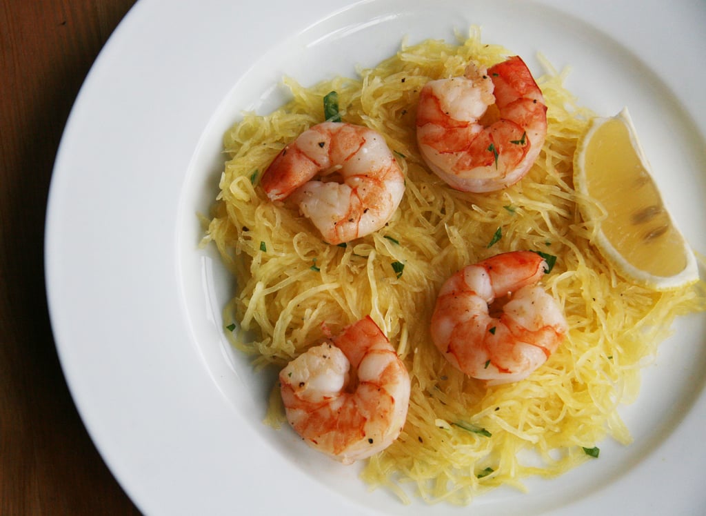 Lunch and Dinner: Shrimp Over Spaghetti Squash