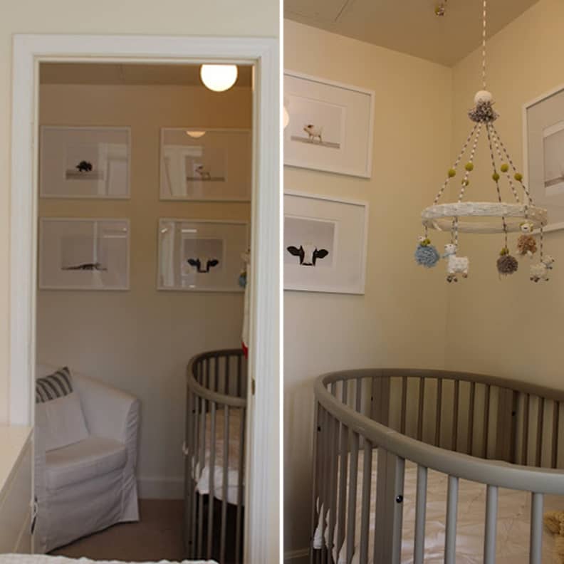 Mini crib store in closet