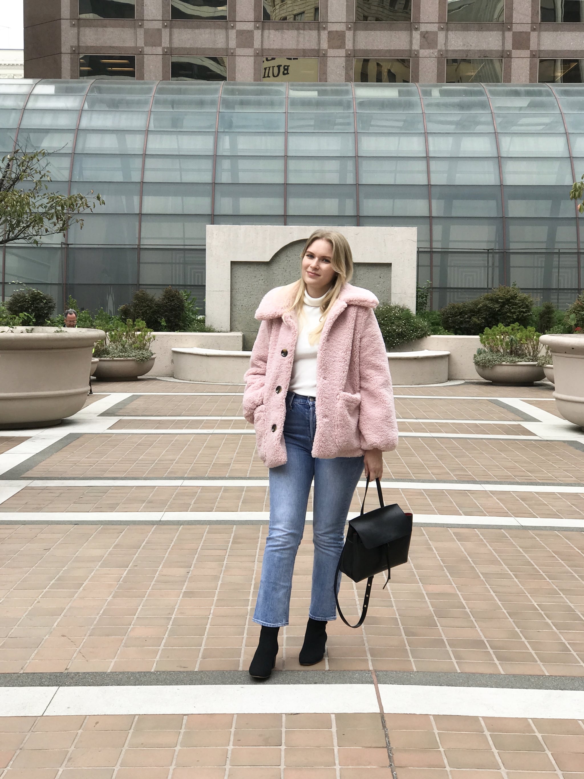 Pink Teddy Coat Keep It Cosy With a Sweater and Jeans 3 Editors