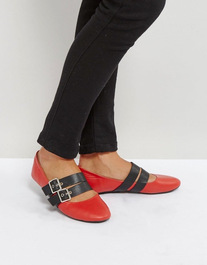 Qupid Double Buckle Ballerina Flats