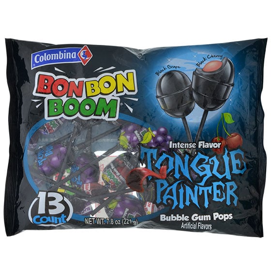 Columbina Bon Bon Boom Tongue Painter Bubble Gum Pops, 13-Count Packs