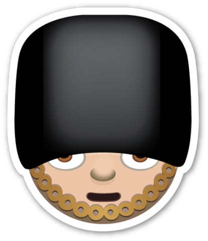 Sorry, beard-lovers! This emoji is wearing a busby (guardsman's cap).