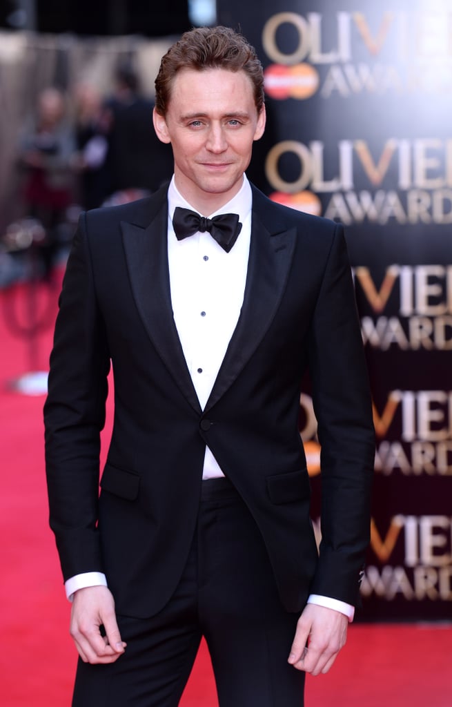 On Sunday, Tom Hiddleston suited up for the Laurence Olivier Awards in London.