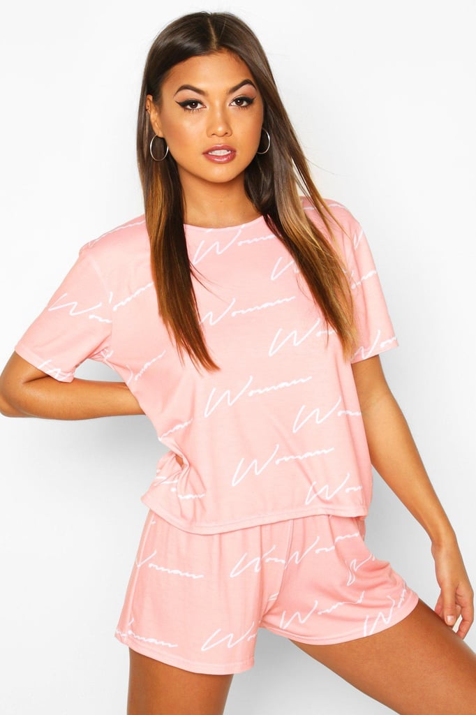 Woman Script Top & Short Pajama Set