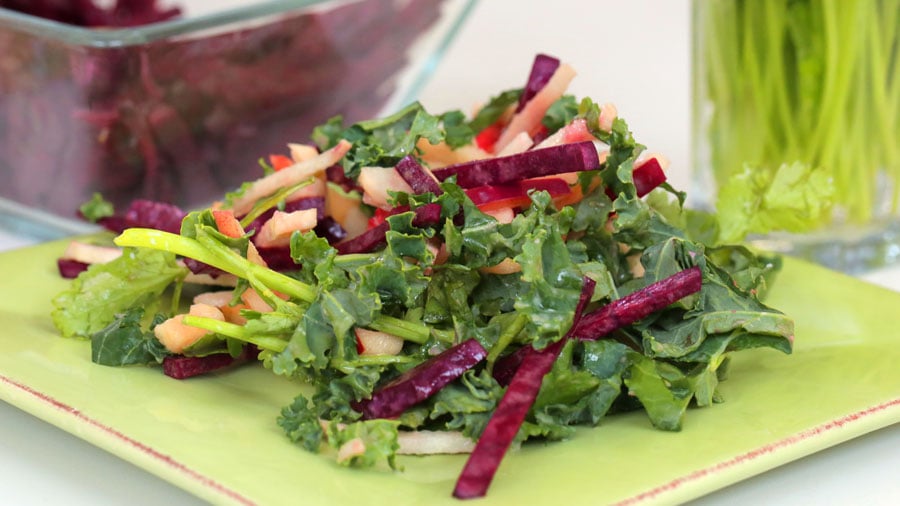 Beet, Kale, and Apple Salad With Mustard Dressing