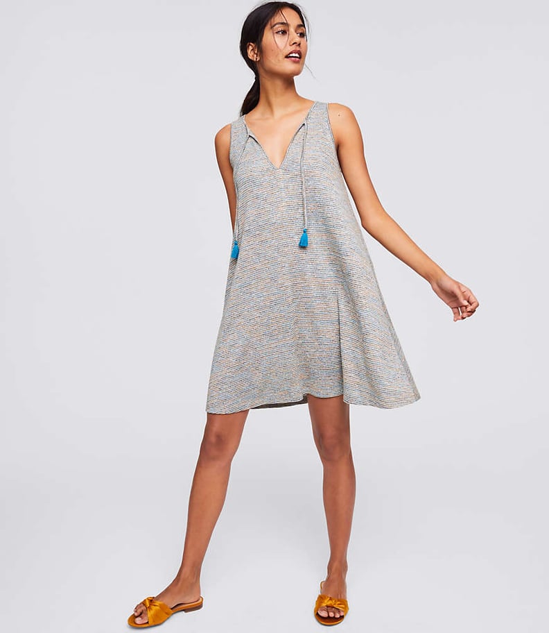 LOFT Beach Shimmer Tie Neck Swing Dress