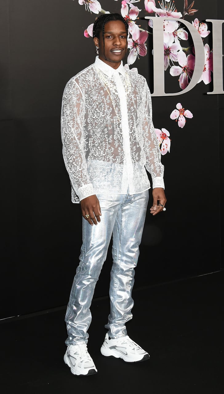 Sheer Dior Shirt With Silver Pants 