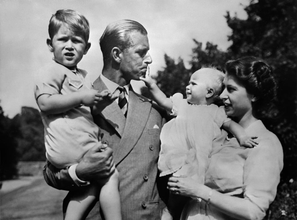 The royal couple with two of their children, Prince Charles and Princess Anne, in 1951.