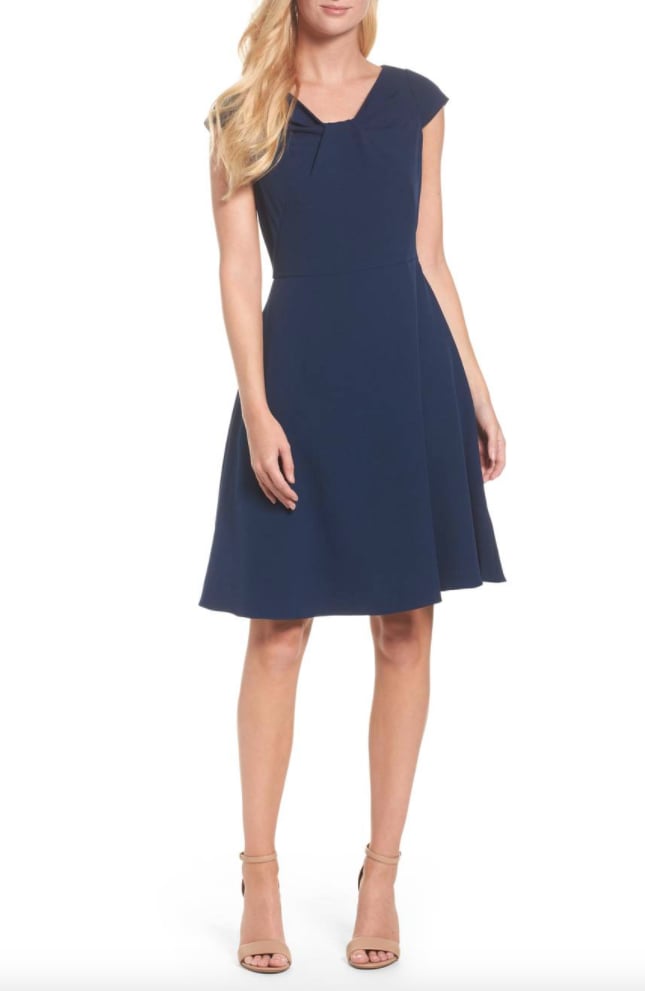 Adrianna Papell Drape Neck Fit & Flare Dress