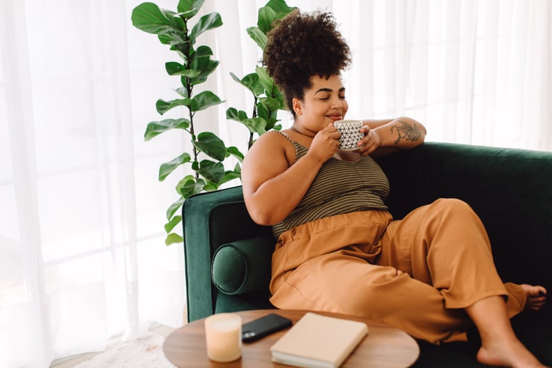 Woman enjoying a cup of coffee