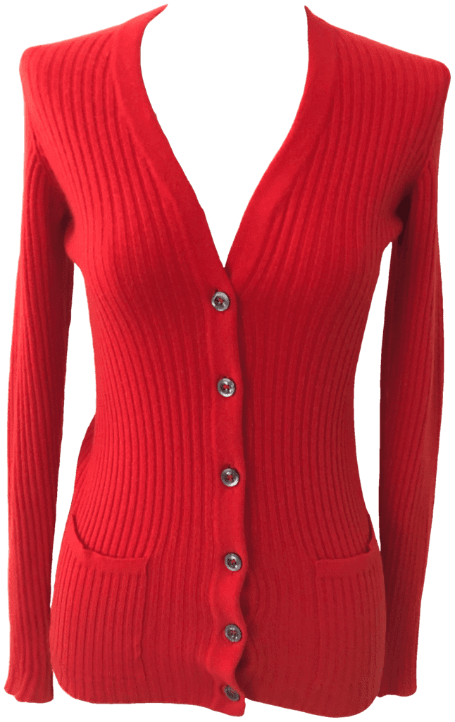 50's/60's Red Ribbed Cashmere Cardigan by Bergdorf Goodman