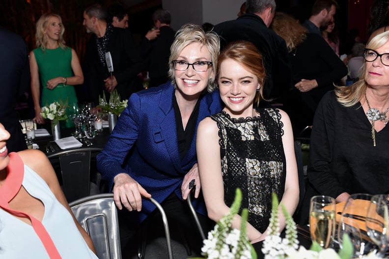 Jane Lynch and Emma Stone