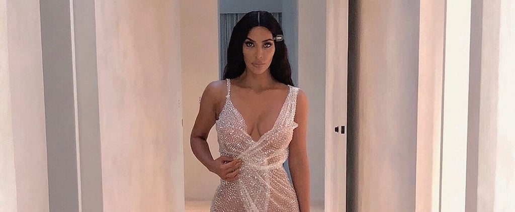 Kim Kardashian Sheer Dress With Crystals December 2018