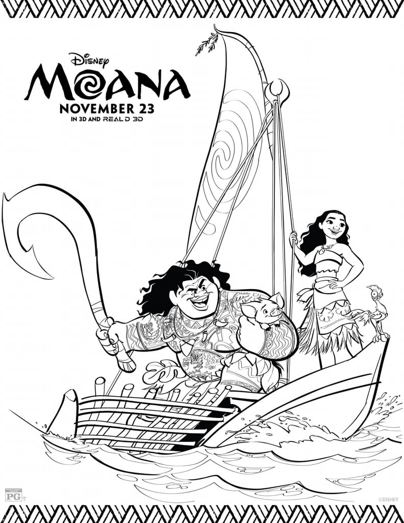 Moana and Maui Printable Coloring Sheet