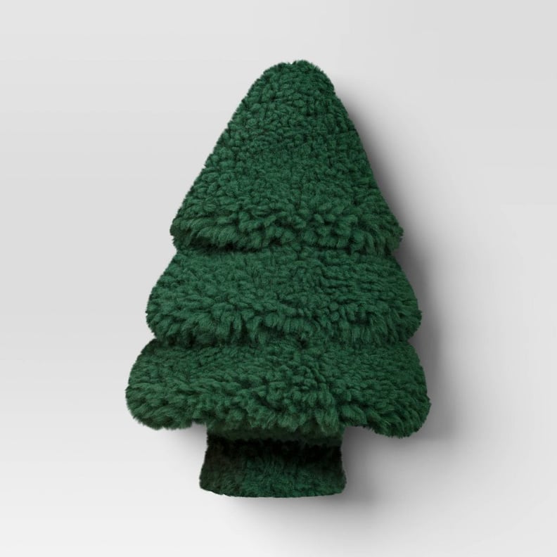 Shop Target's Faux Shearling Christmas Tree Pillow in Green