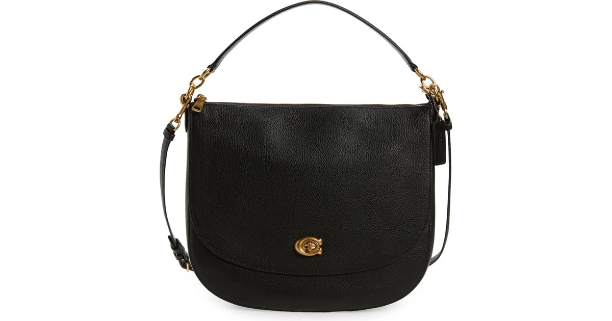 polished pebble leather shoulder bag