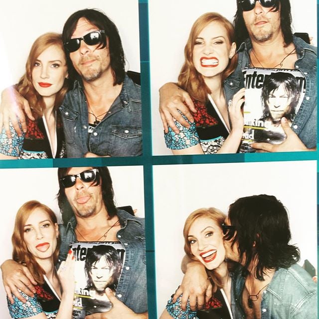 He jumped into the photo booth with Jessica Chastain.