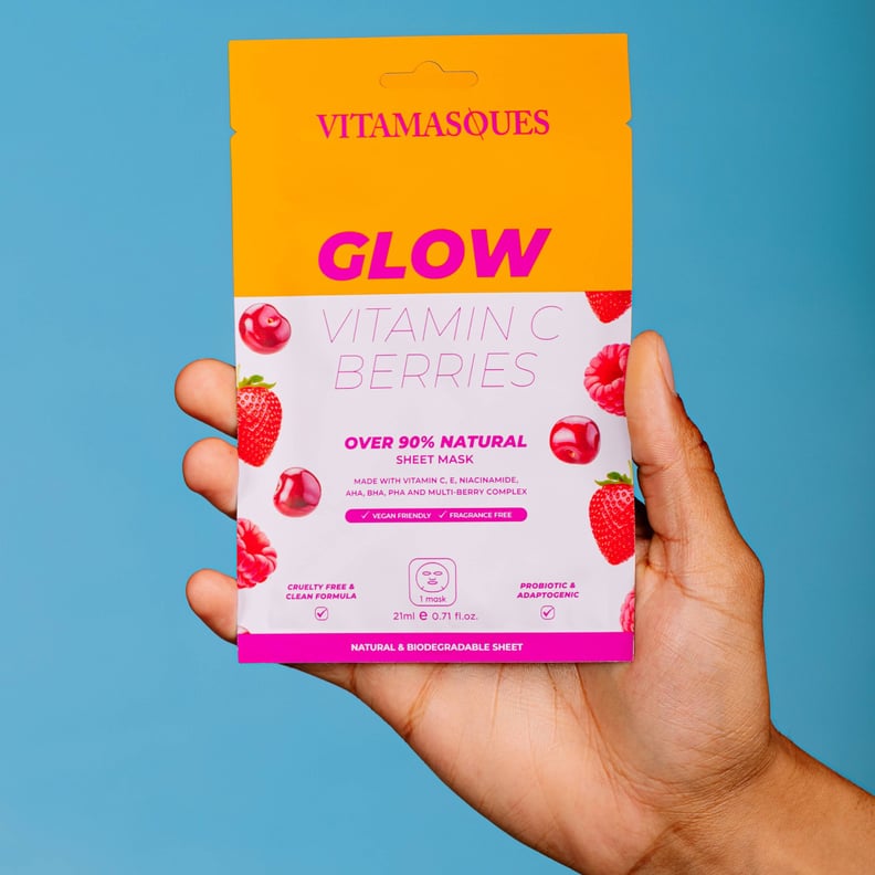 For Brightening: Vitamasques Glow Vitamin C Berries Biodegradable Sheet Mask & Eco Pouch