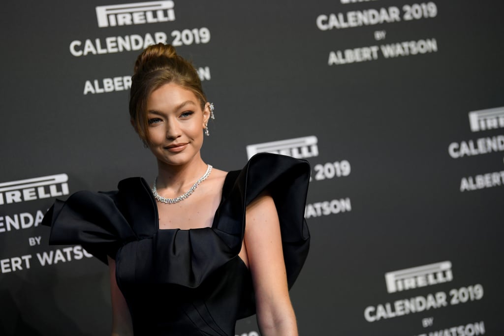 Gigi Hadid Black Zac Posen Dress at Pirelli Calendar Event