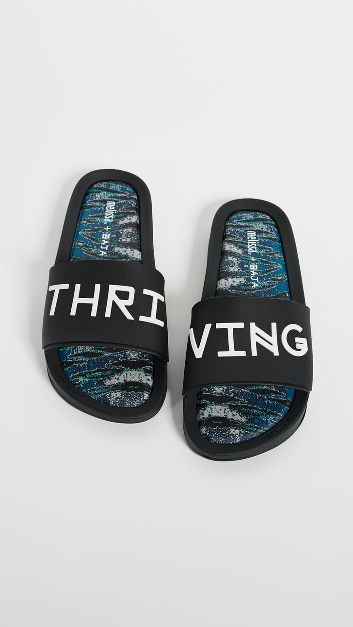 womens black beach slides