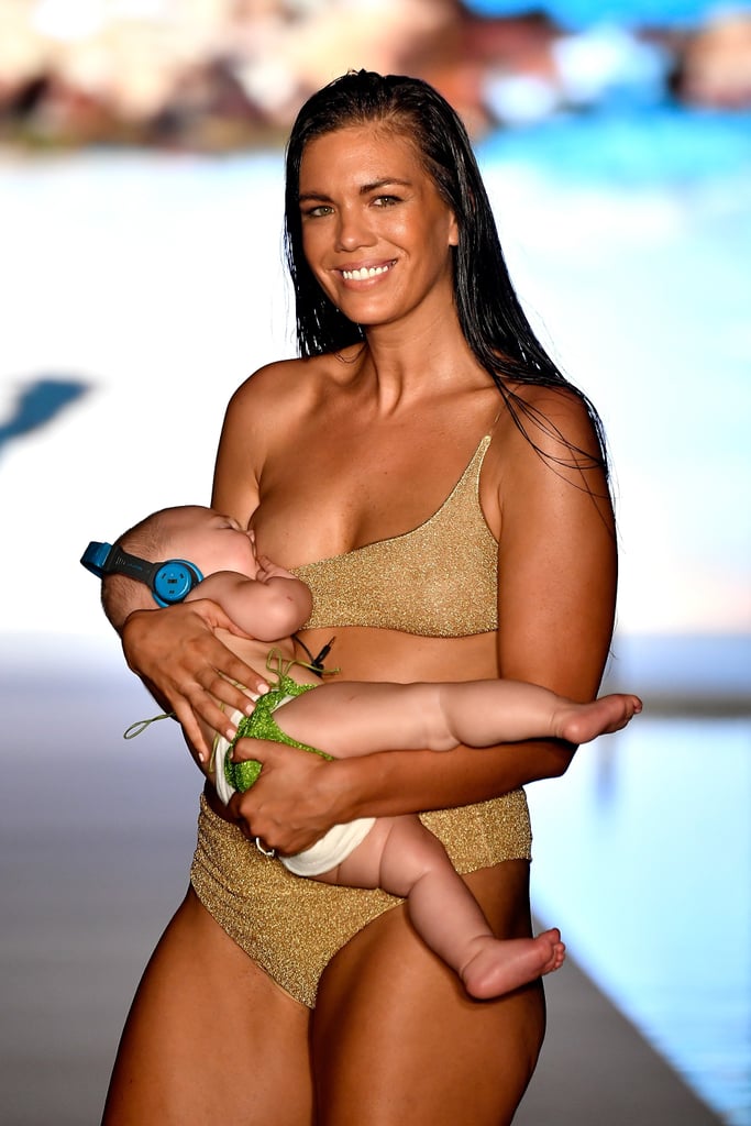 Model Breastfeeding at 2018 Sports Illustrated Swim Search