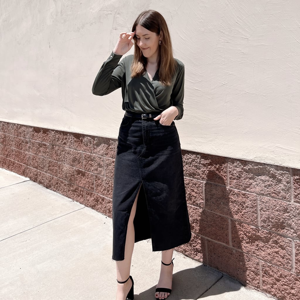 Old navy best sale black jean skirt
